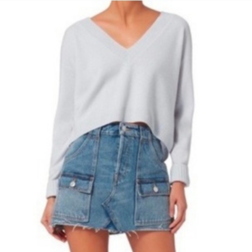 INTERMIX Light Gray V-Neck Sweater